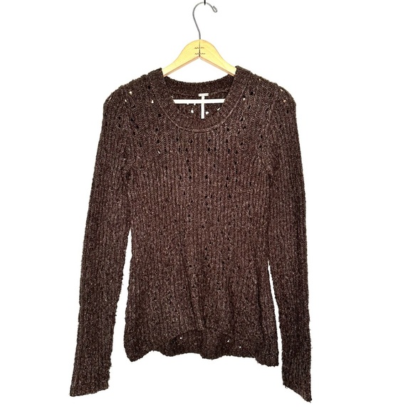 Free People | Brown Open Knit Sweater Size Small - Picture 1 of 6